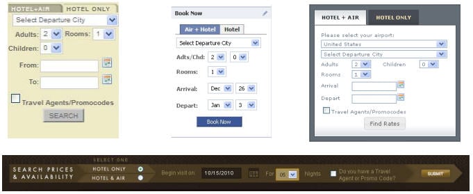 booking engine widgets example